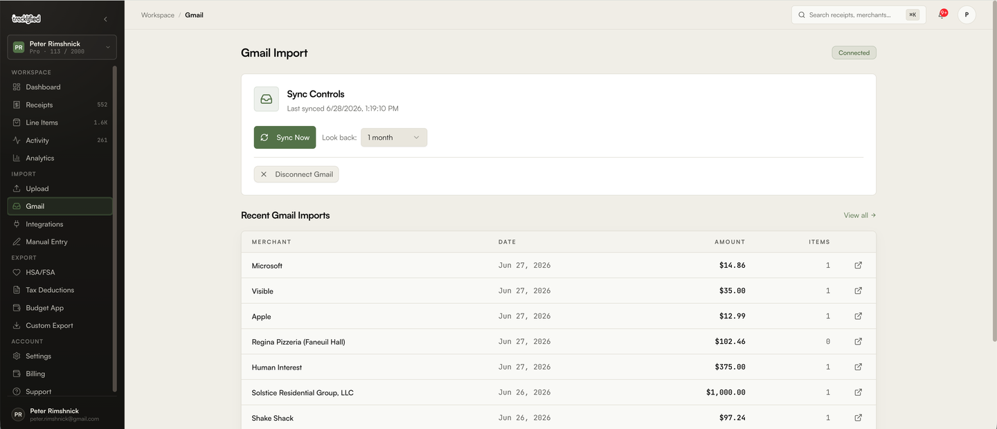 Tracklified Gmail integration