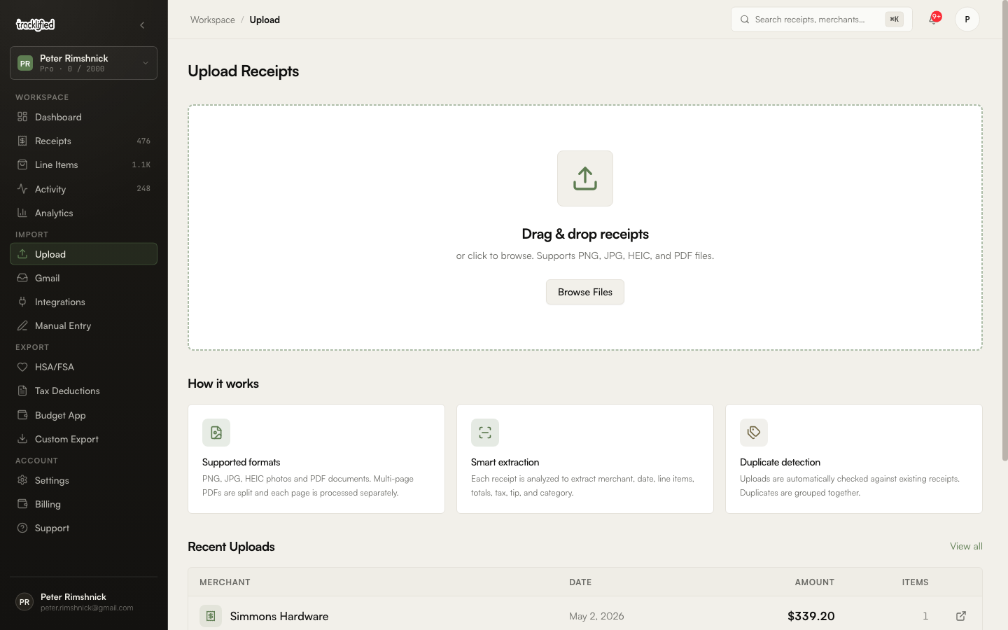 Tracklified upload page